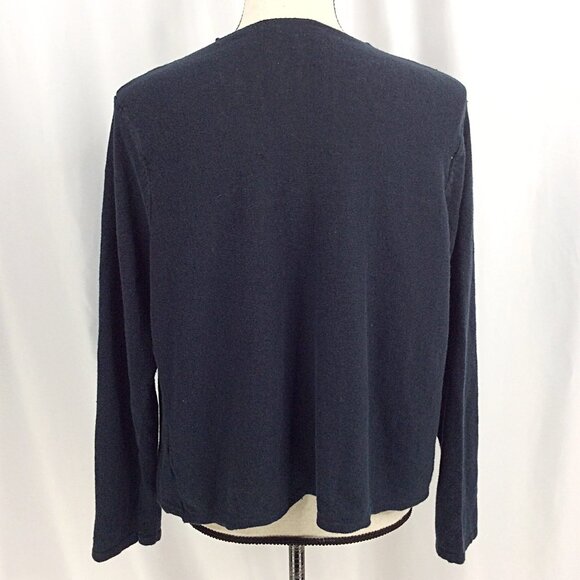 J JIll Linen Blend Open Cardigan Sweater Women's 1X (Tag) XL (Fit) Navy Blue - Picture 3 of 11